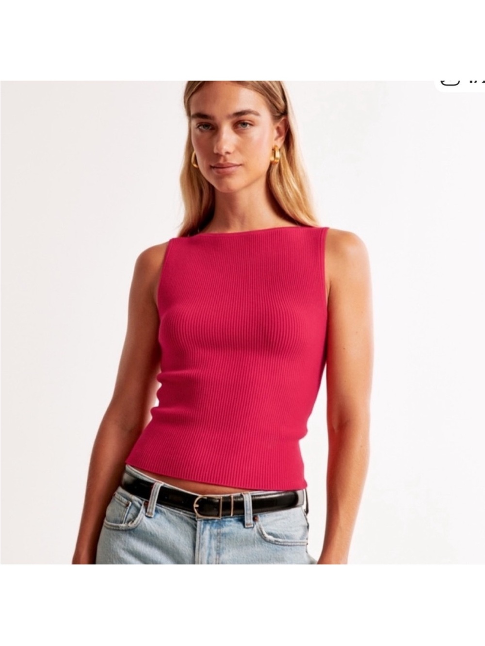Abercrombie & Fitch Vivid Red Ottoman Slash Top Ribbed Size XXSmall